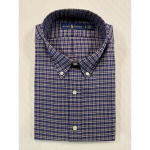 NWT Ralph Lauren Blue Label XL Plaid Button Down Shirt Purple Tattersall